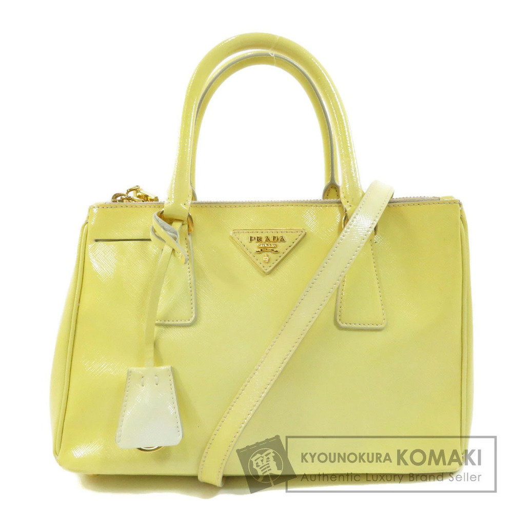 Prada Galleria handbag bright yellow patent Saffiano leather